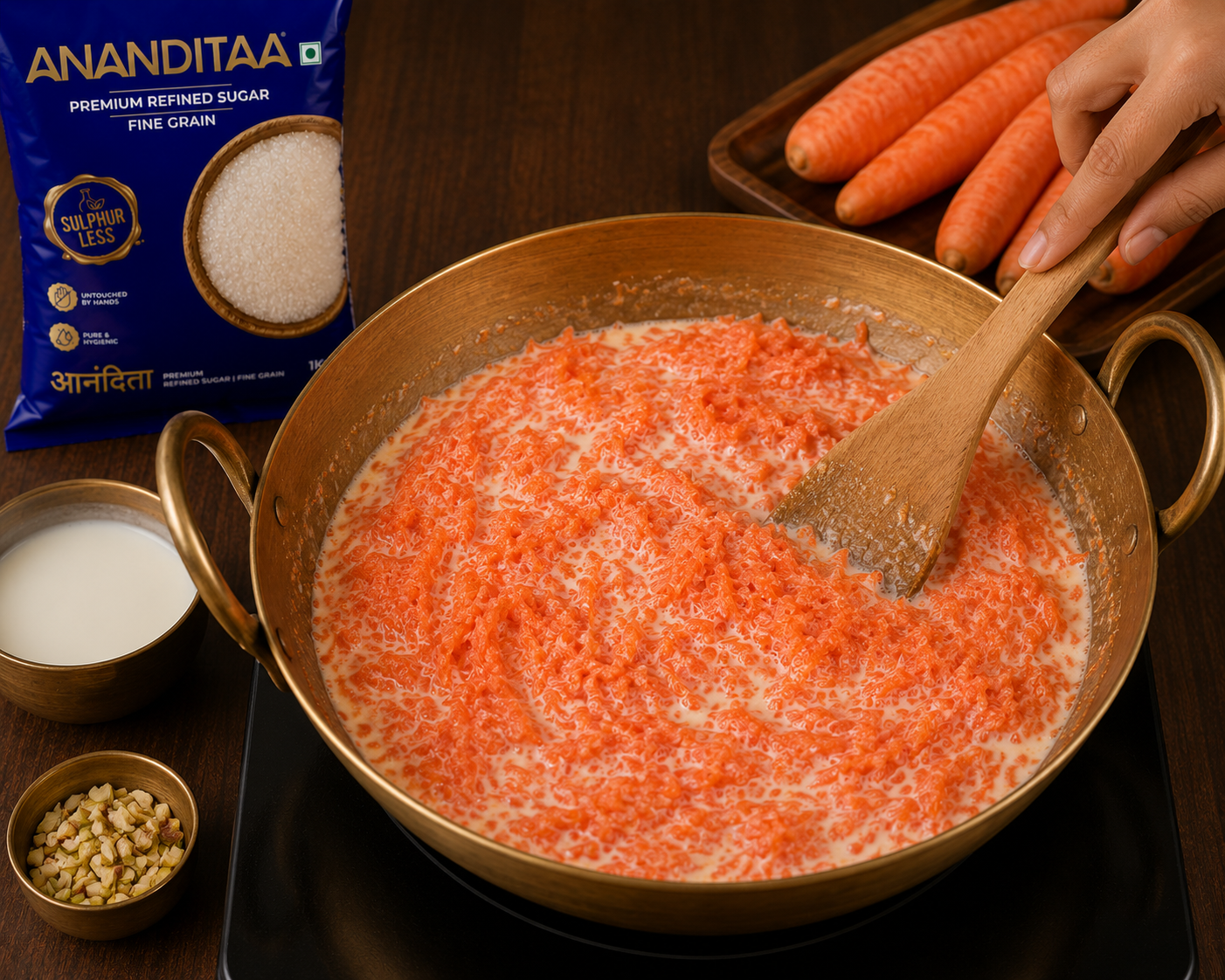 Cook the carrots and milk