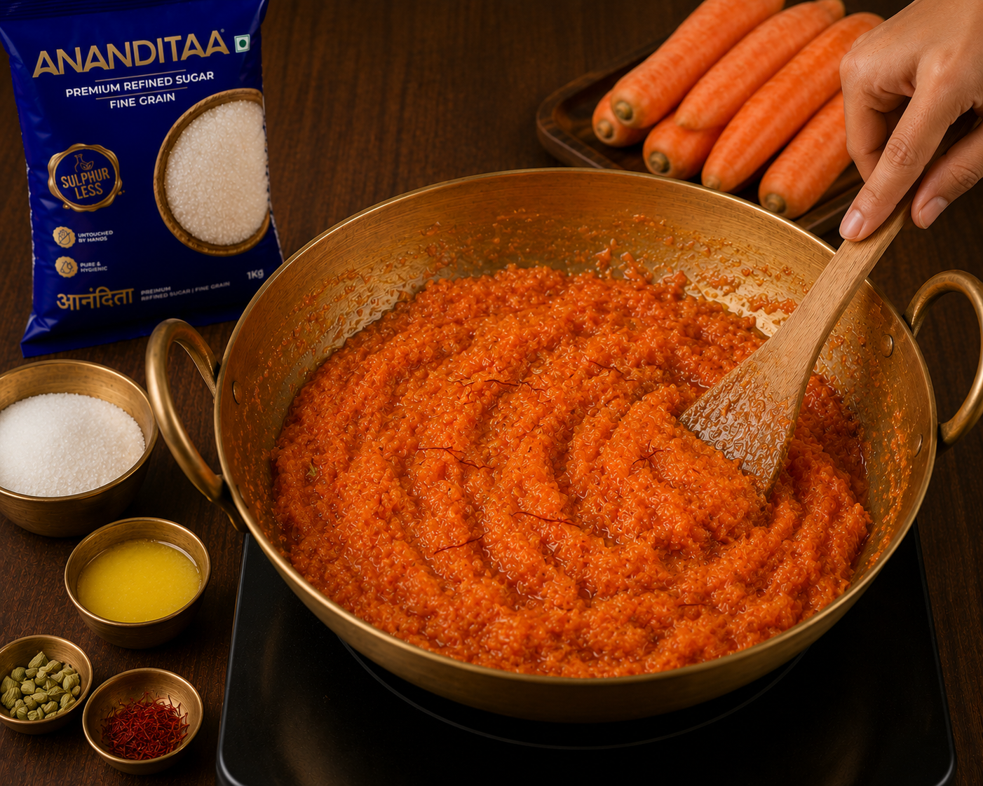 Add ghee and flavouring
