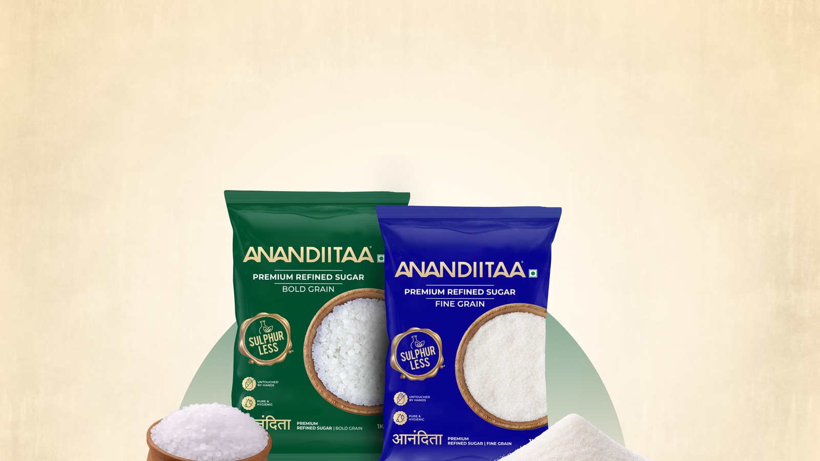 Anandiitaa Premium Refined Sugar — Bold Grain & Fine Grain